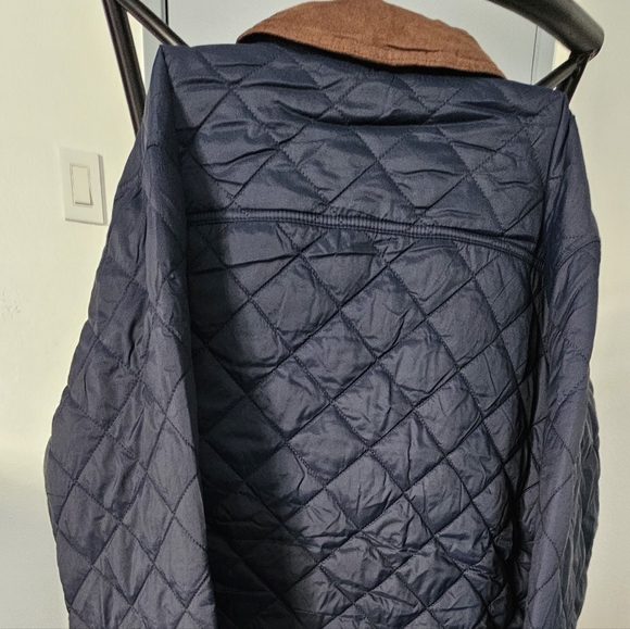 Weatherproof Men's Navy Puffer Jacket with Brown Collar - Picture 3 of 5